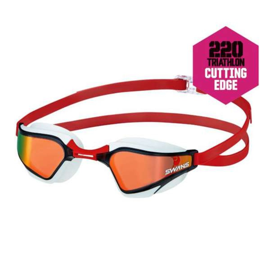 Women'S Swimming Goggles * | Swans Valkyrie Mit (Mirror Insert Tech) Red White