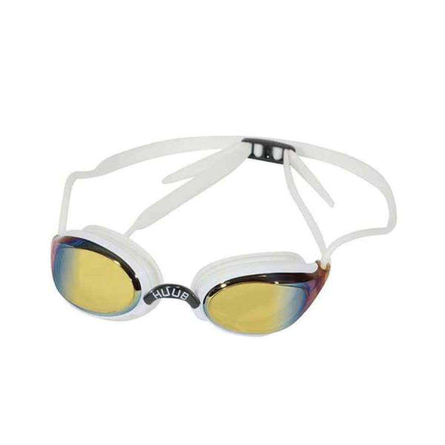 Women'S Swimming Goggles * | Huub Brownlee Race Goggles White/Yellow Mirror