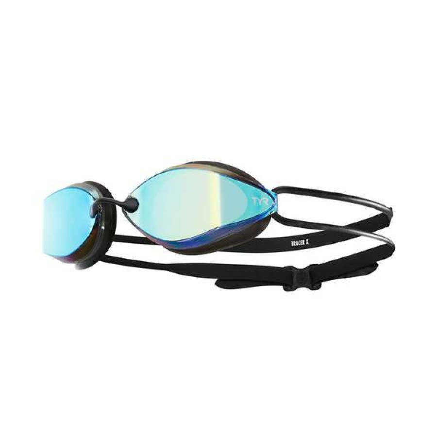 Racing Swimming Goggles * | Tyr Goggles Tracer-X Racing Mirrored Blue/Black