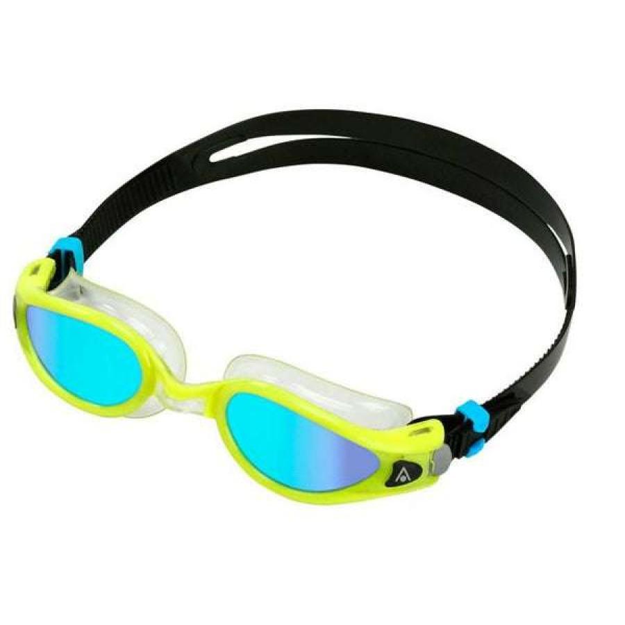 Women'S Swimming Goggles * | Aquasphere Goggles Kaiman Exo Blue Titanium Mirrored Lens Yellow Black