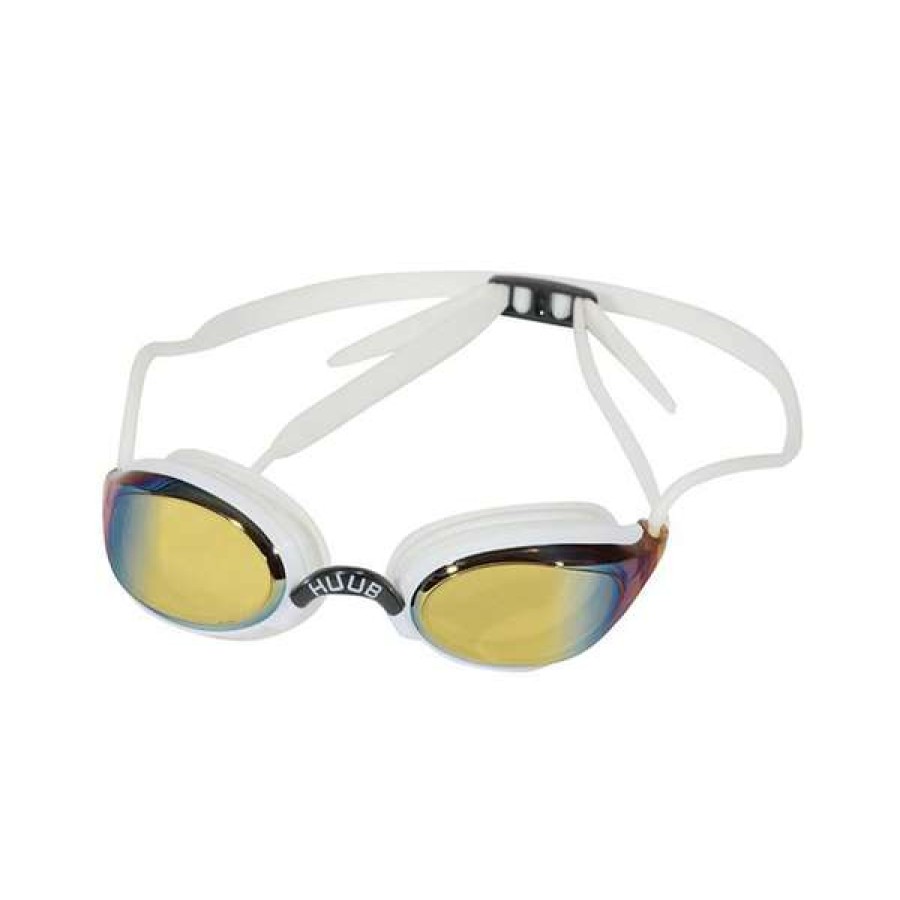 Men'S Swimming Goggles * | Huub Brownlee Race Goggles White/Yellow Mirror