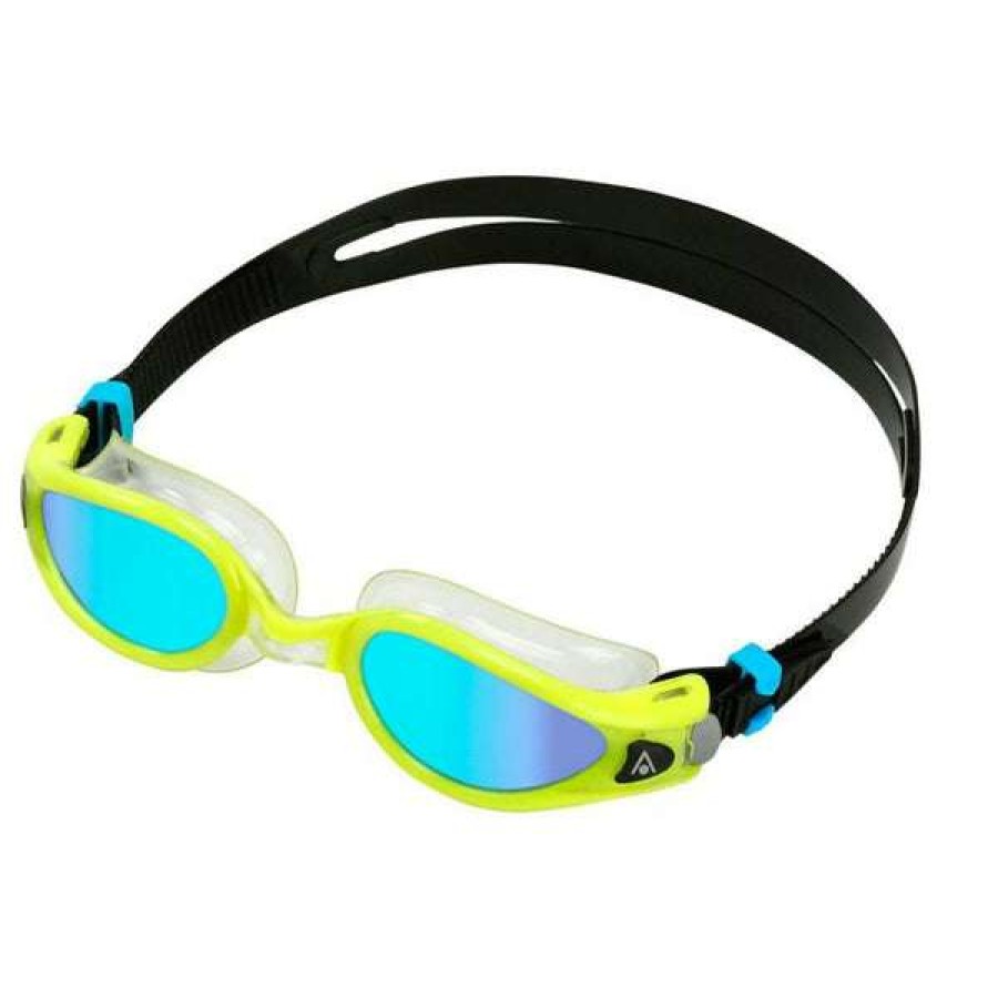 Men'S Swimming Goggles * | Aquasphere Goggles Kaiman Exo Blue Titanium Mirrored Lens Yellow Black