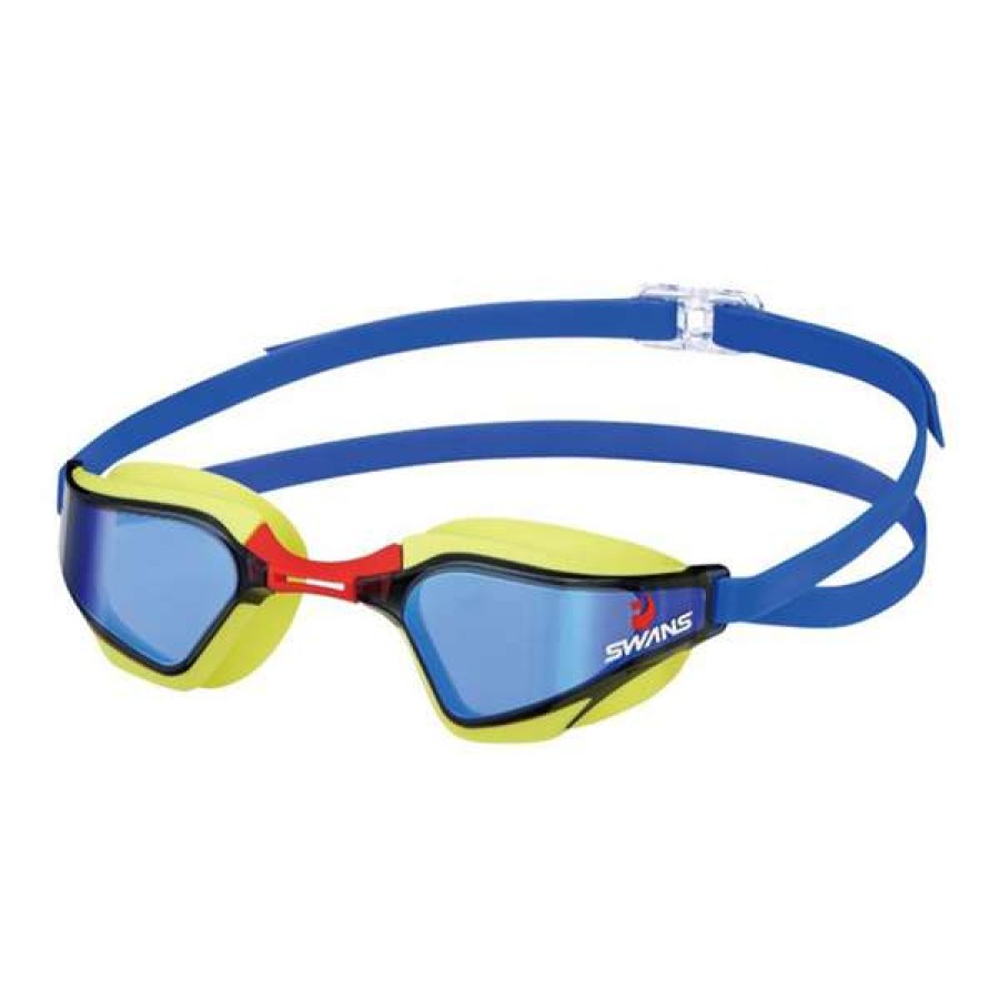 Men'S Swimming Goggles * | Swans Valkyrie Mit (Mirror Insert Tech) Blue Yellow