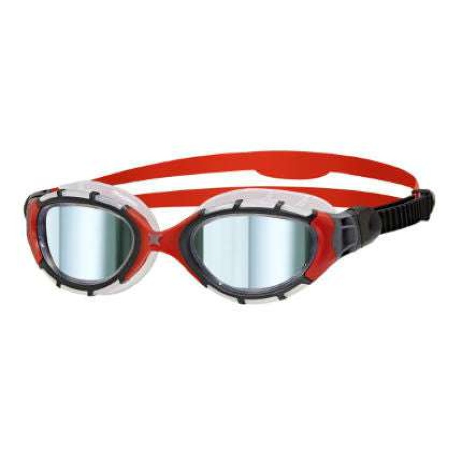 Triathlon & Open Water Swimming Goggles * | Zoggs Goggles Predator Flex Titanium Black/Red