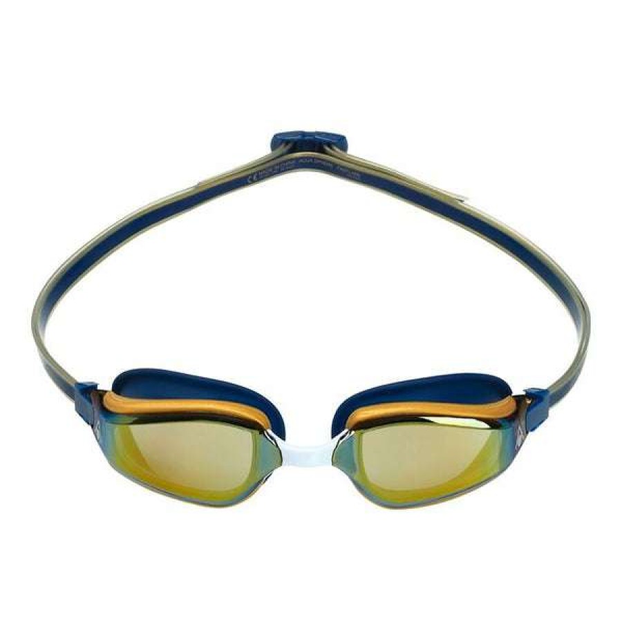 Women'S Swimming Goggles * | Aquasphere Goggles Fastlane Mirrored Lens Navy Blue/Gold