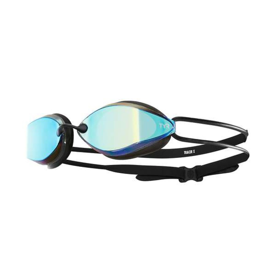 Women'S Swimming Goggles * | Tyr Goggles Tracer-X Racing Mirrored Blue/Black