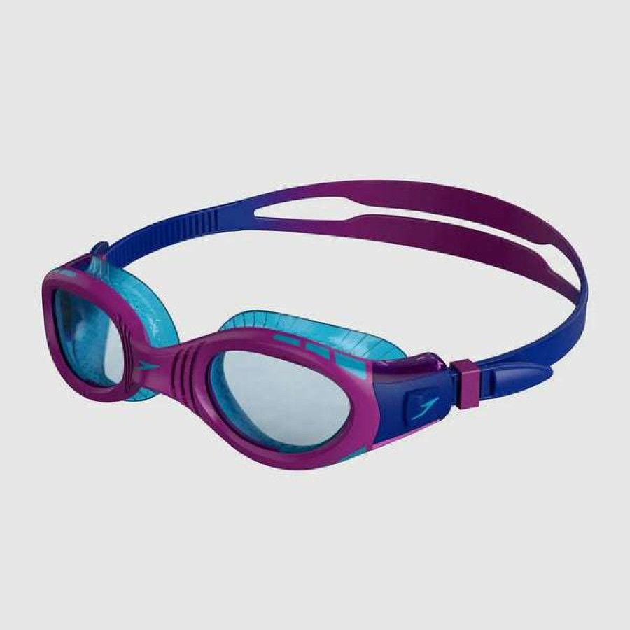 Girls Swimming Goggles * | Speedo Goggles Junior Futura Biofuse Flexiseal Blue/Purple