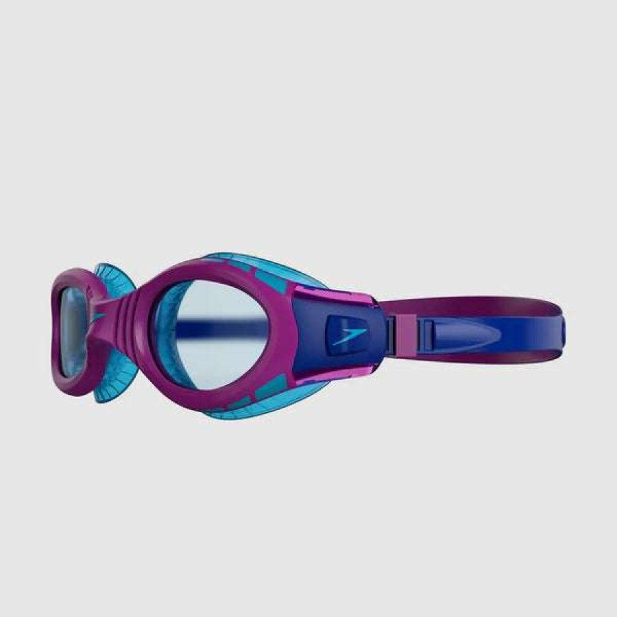 Boys Swimming Goggles * | Speedo Goggles Junior Futura Biofuse Flexiseal Blue/Purple