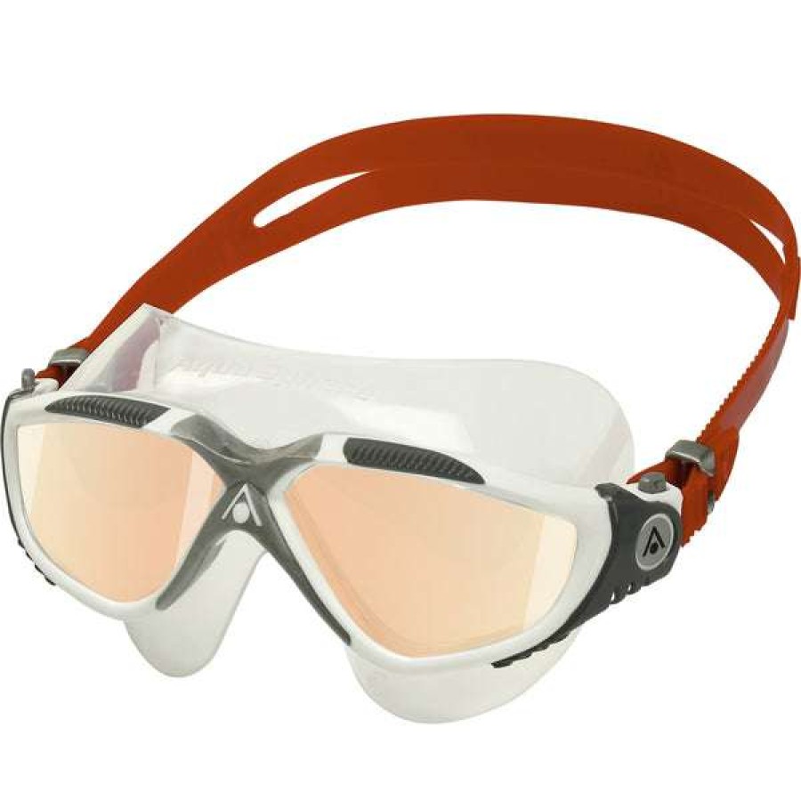 Men'S Swimming Goggles * | Aquasphere Goggles Vista Swim Mask White, Grey, Red With Iridescent Mirrored Lens