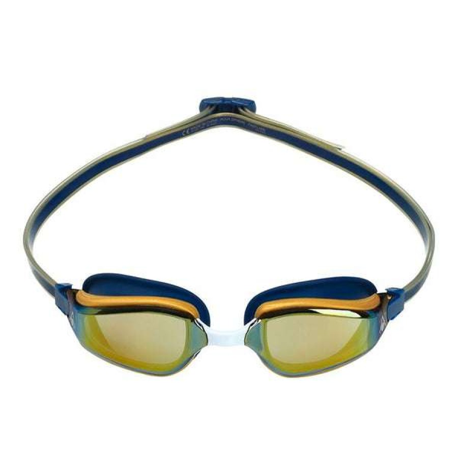 Men'S Swimming Goggles * | Aquasphere Goggles Fastlane Mirrored Lens Navy Blue/Gold