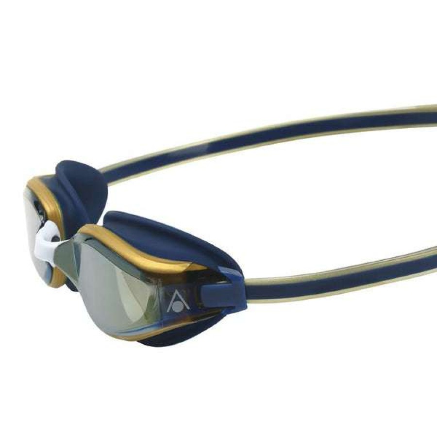 Men'S Swimming Goggles * | Aquasphere Goggles Fastlane Mirrored Lens Navy Blue/Gold