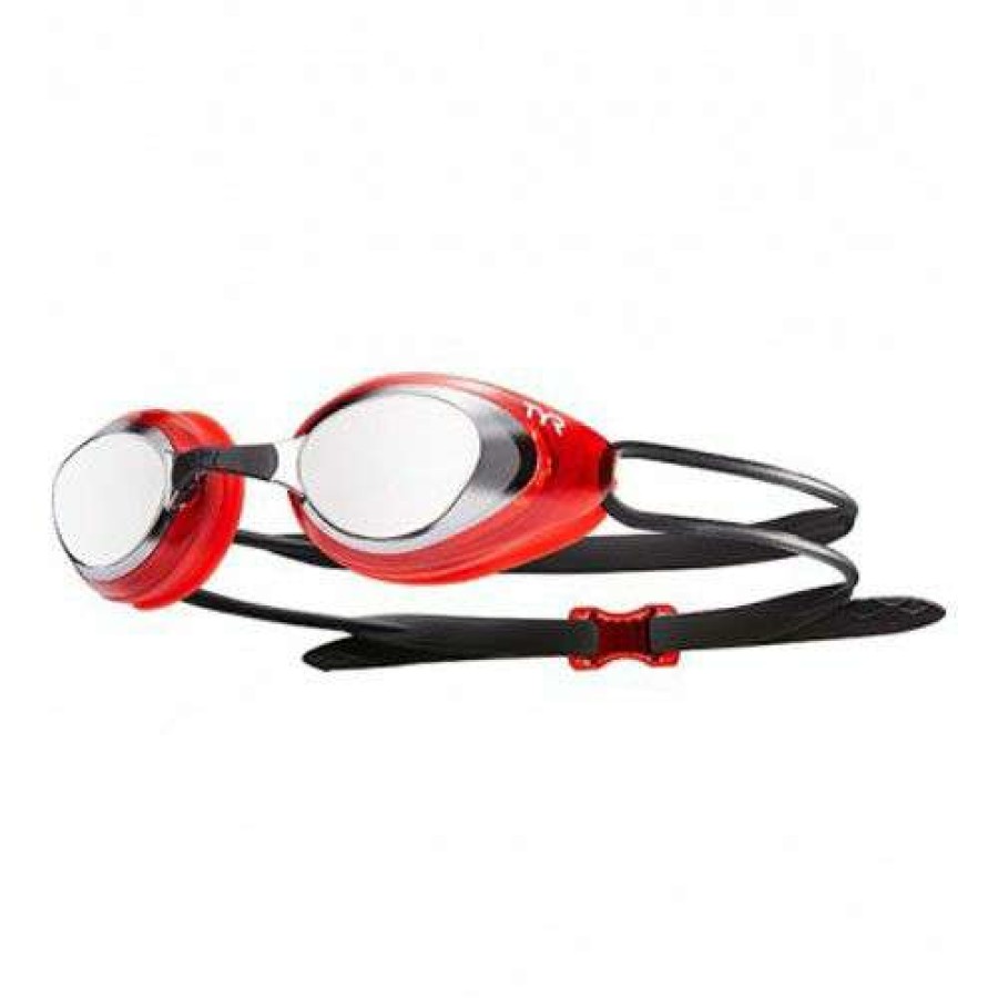 Boys Swimming Goggles * | Tyr Goggles Black Hawk Mirrored Racing Silver/Red