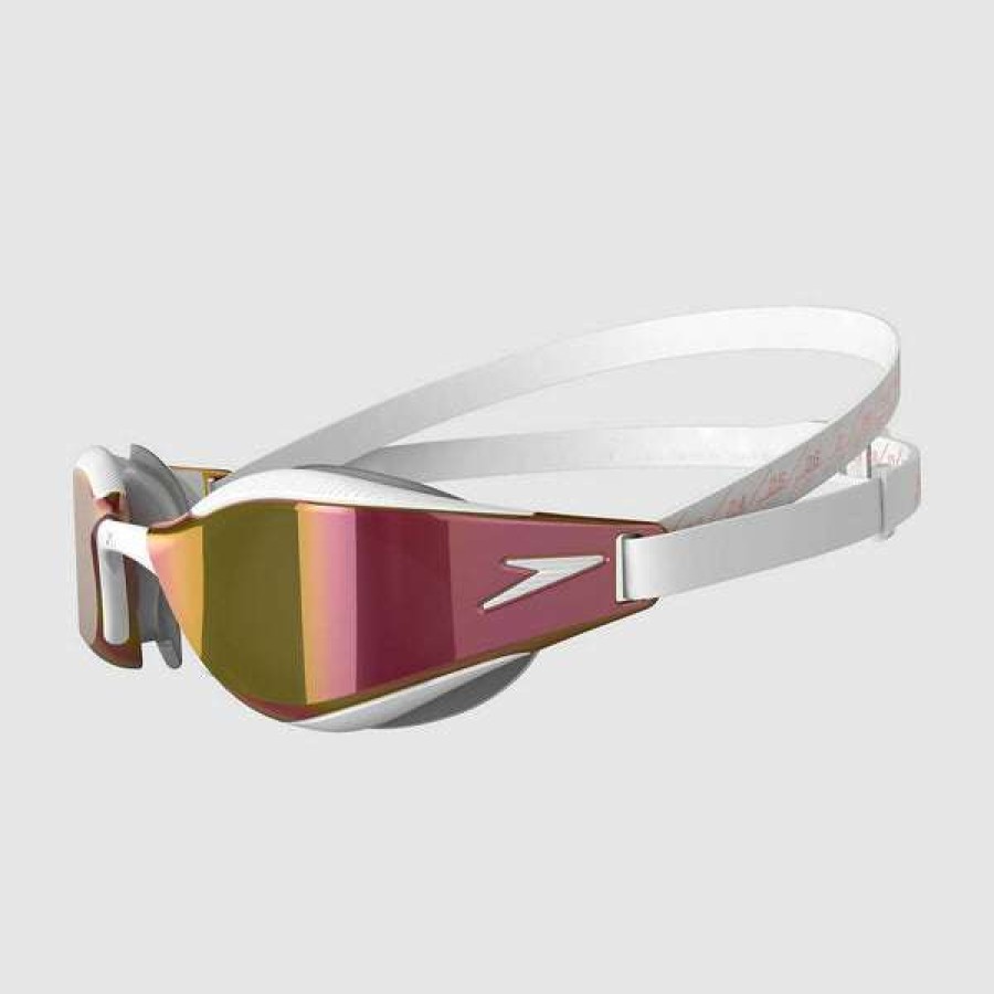 Men'S Swimming Goggles * | Speedo Fastskin Goggles Hyper Elite Mirror White/Gold