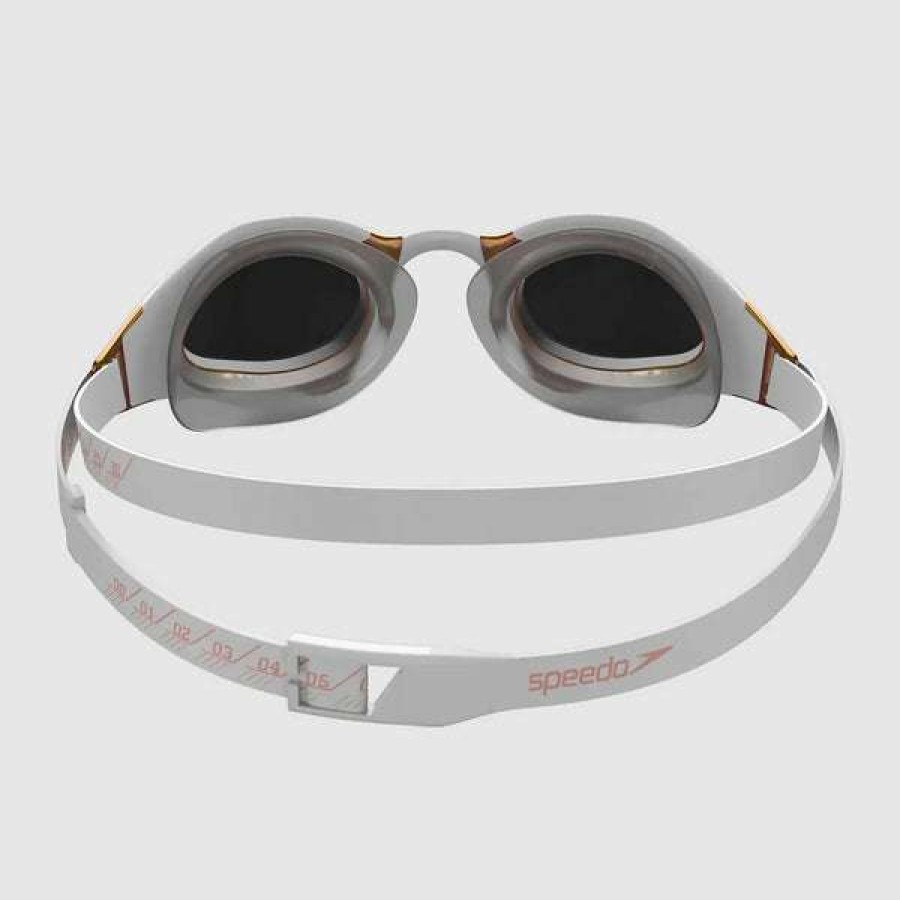 Men'S Swimming Goggles * | Speedo Fastskin Goggles Hyper Elite Mirror White/Gold