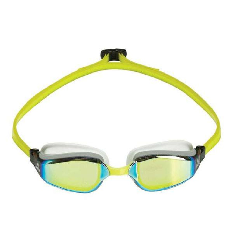 Women'S Swimming Goggles * | Aquasphere Goggles Fastlane Yellow Titanium Mirrored Lens White/Yellow