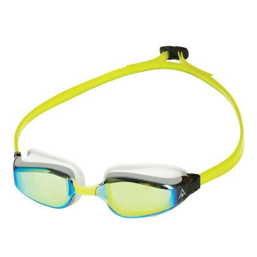 Women'S Swimming Goggles * | Aquasphere Goggles Fastlane Yellow Titanium Mirrored Lens White/Yellow