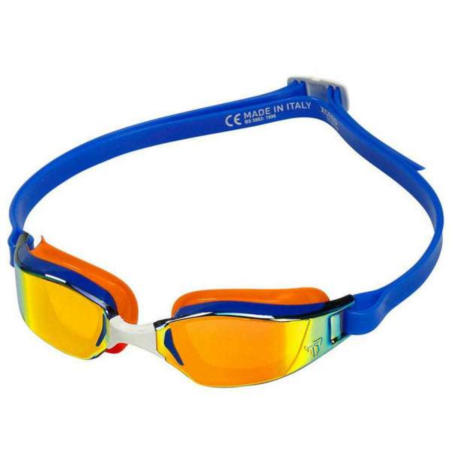 Men'S Swimming Goggles * | Michael Phelps Goggles Xceed Blue/Orange Titanium Mirror