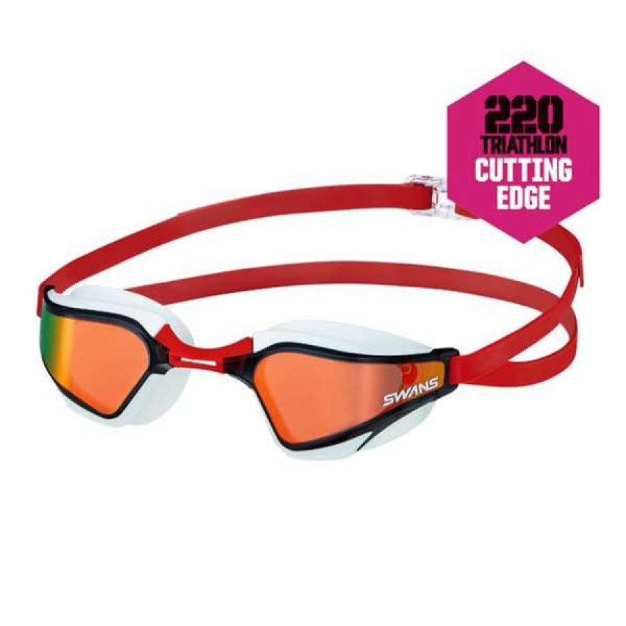 Men'S Swimming Goggles * | Swans Valkyrie Mit (Mirror Insert Tech) Red White