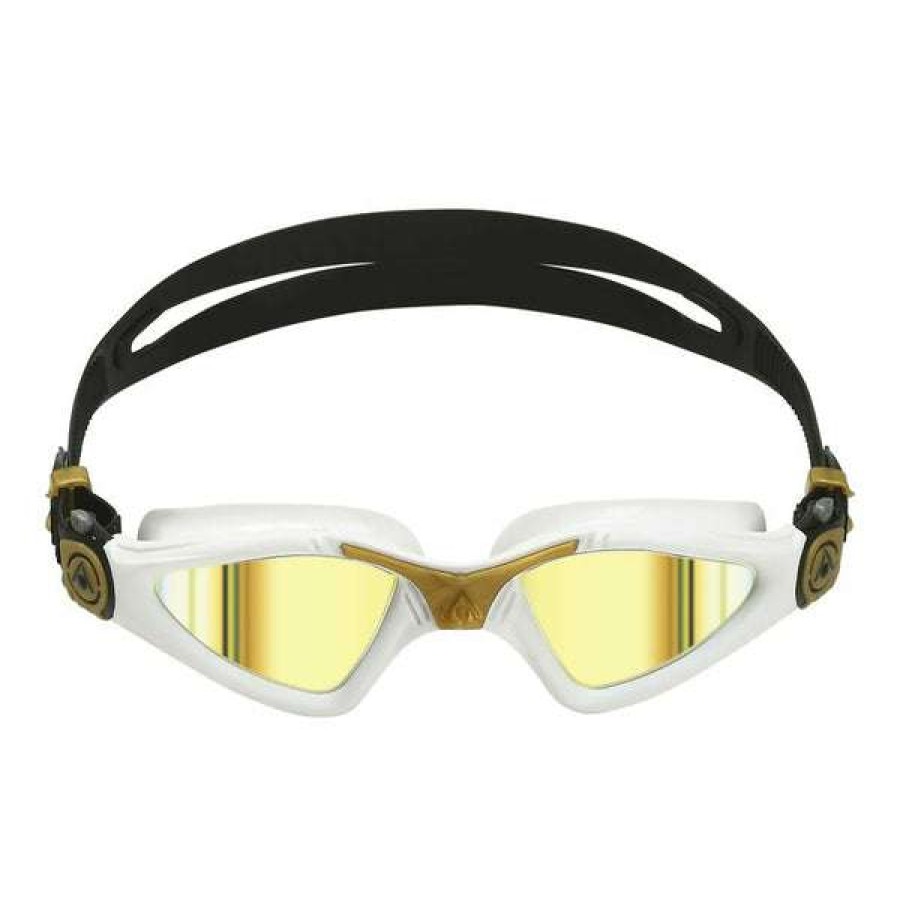 Men'S Swimming Goggles * | Aquasphere Goggles Kayenne Goldwhite Titanium Mirror