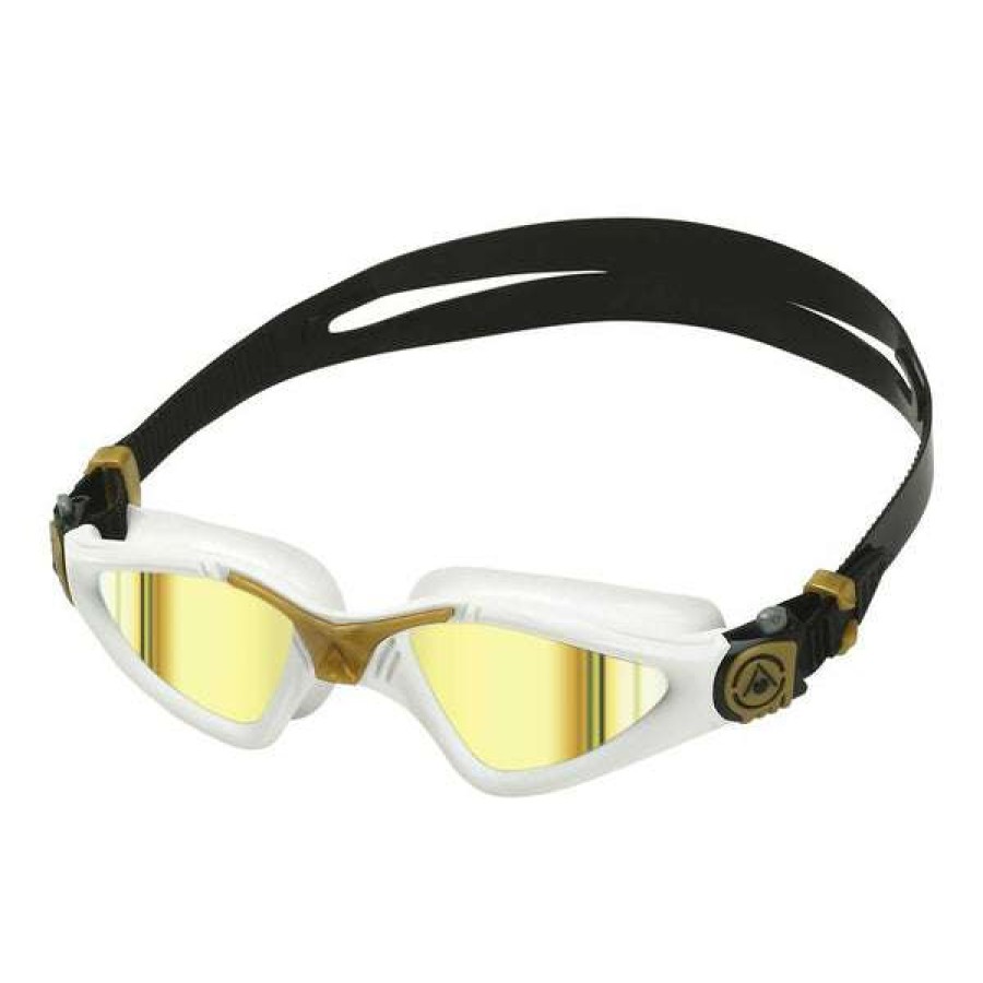 Men'S Swimming Goggles * | Aquasphere Goggles Kayenne Goldwhite Titanium Mirror