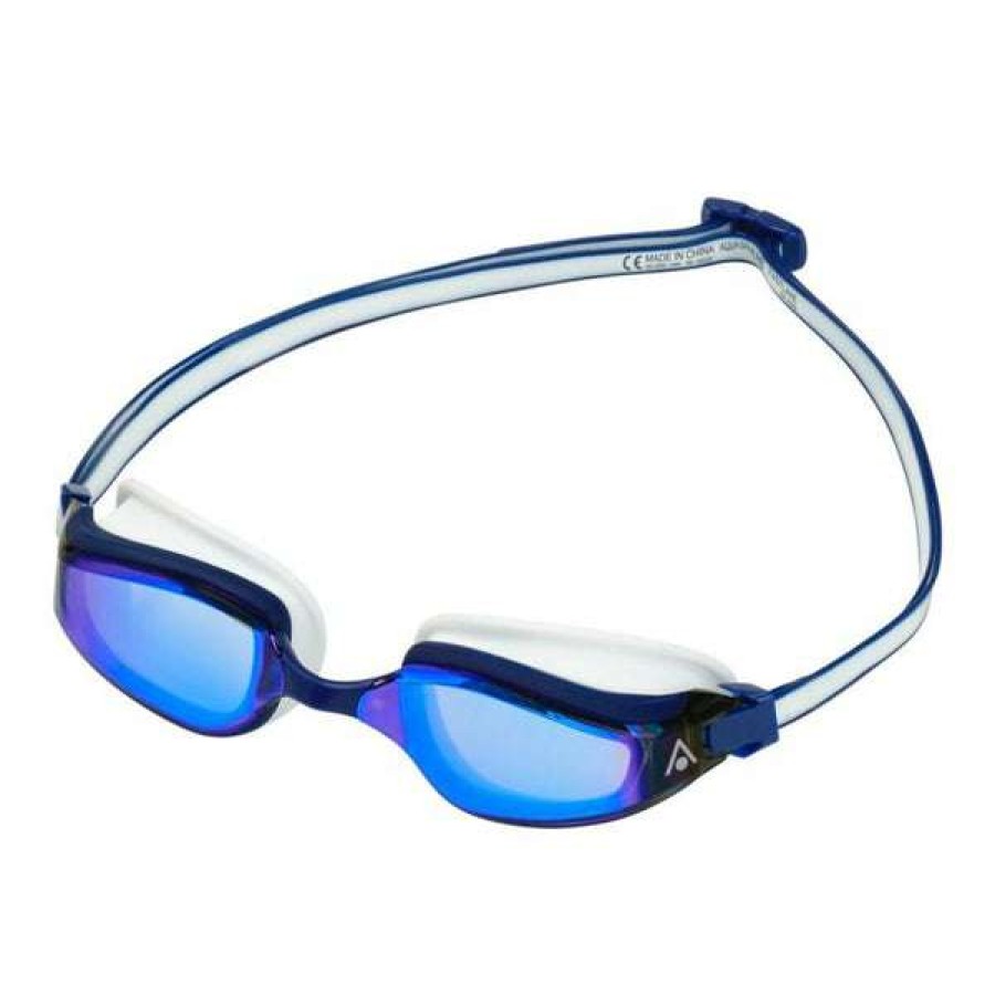 Women'S Swimming Goggles * | Aquasphere Goggles Fastlane Blue Titanium Mirrored Lens Blue & White