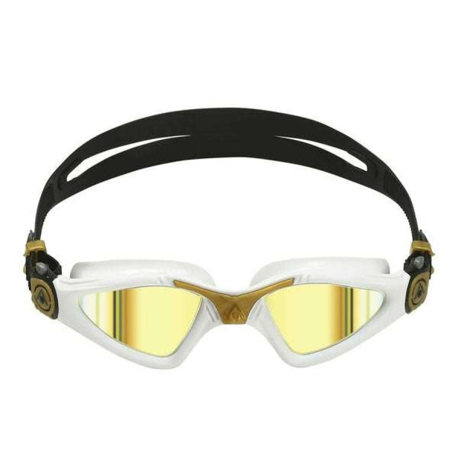 Women'S Swimming Goggles * | Aquasphere Goggles Kayenne Goldwhite Titanium Mirror