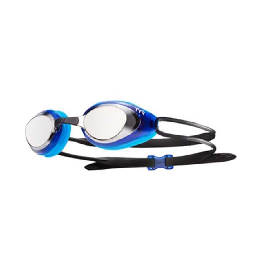 Girls Swimming Goggles * | Tyr Goggles Black Hawk Mirrored Racing Silver/Blue